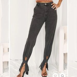 12th Tribe: Sofia Tie Washed Black Flare Jeans